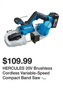 Harbor Freight Tools HERCULES 20V Brushless Cordless Variable-Speed Compact Band Saw - Tool Only offer