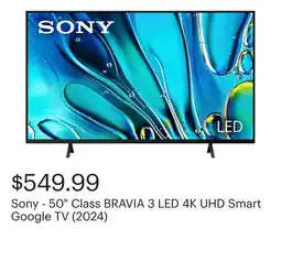 Best Buy Sony - 50 Class BRAVIA 3 LED 4K UHD Smart Google TV (2024) offer