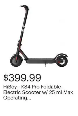 Best Buy HiBoy - KS4 Pro Foldable Electric Scooter w/ 25 mi Max Operating Range & 19 mph Max Speed - Black offer