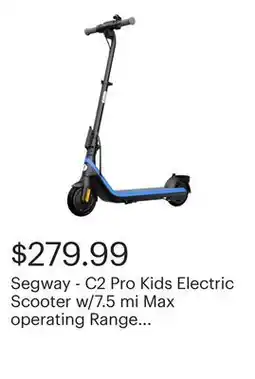 Best Buy Segway - C2 Pro Kids Electric Scooter w/7.5 mi Max operating Range & 12.4mph Max Speed - Black offer