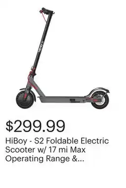 Best Buy HiBoy - S2 Foldable Electric Scooter w/ 17 mi Max Operating Range & 19 mph Max Speed - Grey offer