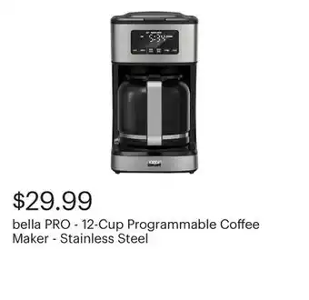 Best Buy bella PRO - 12-Cup Programmable Coffee Maker - Stainless Steel offer