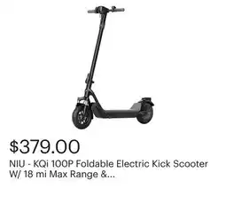 Best Buy NIU - KQi 100P Foldable Electric Kick Scooter W/ 18 mi Max Range & 17.4 mph Max Speed - Gray offer