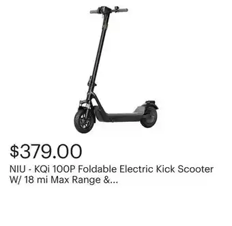 Best Buy NIU - KQi 100P Foldable Electric Kick Scooter W/ 18 mi Max Range & 17.4 mph Max Speed - Gray offer