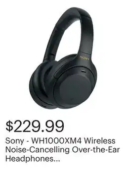 Best Buy Sony - WH1000XM4 Wireless Noise-Cancelling Over-the-Ear Headphones - Black offer