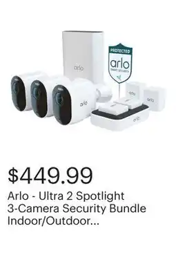Best Buy Arlo - Ultra 2 Spotlight 3-Camera Security Bundle Indoor/Outdoor Wireless 4K Security System - White offer