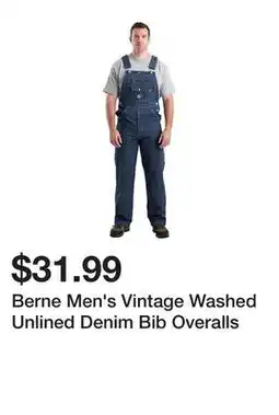 Tractor Supply Company Berne Men's Vintage Washed Unlined Denim Bib Overalls offer