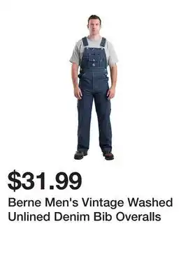 Tractor Supply Company Berne Men's Vintage Washed Unlined Denim Bib Overalls offer