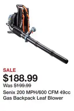 Tractor Supply Company Senix 200 MPH/600 CFM 49cc Gas Backpack Leaf Blower offer