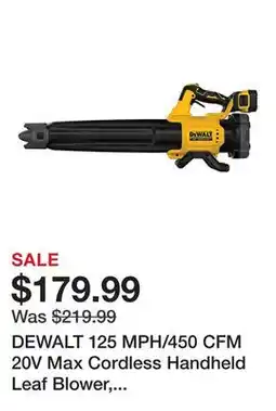 Tractor Supply Company DEWALT 125 MPH/450 CFM 20V Max Cordless Handheld Leaf Blower, Battery and Charger Included offer
