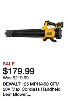 Tractor Supply Company DEWALT 125 MPH/450 CFM 20V Max Cordless Handheld Leaf Blower, Battery and Charger Included offer