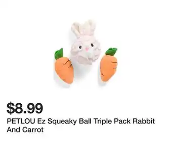 Marshalls PETLOU Ez Squeaky Ball Triple Pack Rabbit And Carrot offer