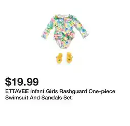 Marshalls ETTAVEE Infant Girls Rashguard One-piece Swimsuit And Sandals Set offer