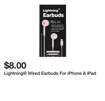 Five Below Lightning Wired Earbuds For iPhone & iPad offer