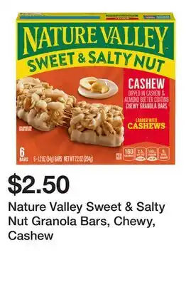 Wegmans Nature Valley Sweet & Salty Nut Granola Bars, Chewy, Cashew offer