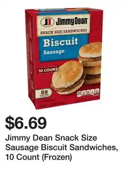 Wegmans Jimmy Dean Snack Size Sausage Biscuit Sandwiches, 10 Count (Frozen) offer