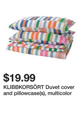 Ikea KLIBBKORSÖRT Duvet cover and pillowcase(s), multicolor offer