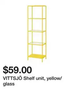 Ikea VITTSJÖ Shelf unit, yellow/glass offer