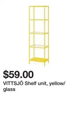Ikea VITTSJÖ Shelf unit, yellow/glass offer