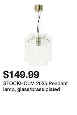 Ikea STOCKHOLM 2025 Pendant lamp, glass/brass plated offer