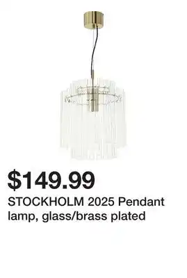 Ikea STOCKHOLM 2025 Pendant lamp, glass/brass plated offer