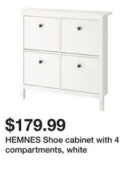 Ikea HEMNES Shoe cabinet with 4 compartments, white offer