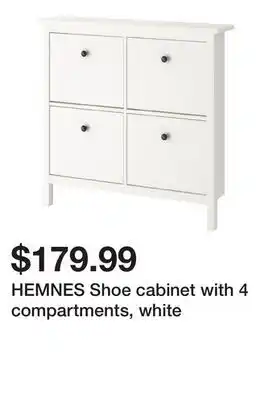 Ikea HEMNES Shoe cabinet with 4 compartments, white offer