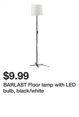 Ikea BARLAST Floor lamp with LED bulb, black/white offer