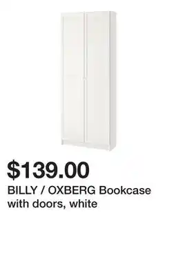 Ikea BILLY / OXBERG Bookcase with doors, white offer