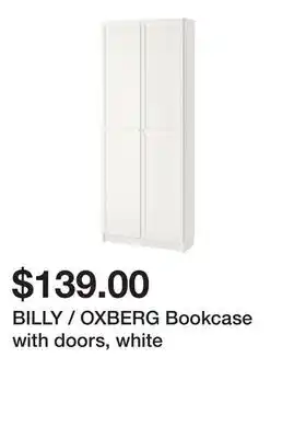 Ikea BILLY / OXBERG Bookcase with doors, white offer