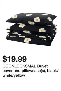 Ikea ÖGONLOCKSMAL Duvet cover and pillowcase(s), black/white/yellow offer
