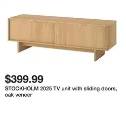 Ikea STOCKHOLM 2025 TV unit with sliding doors, oak veneer offer
