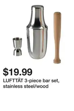 Ikea LUFTTÄT 3-piece bar set, stainless steel/wood offer