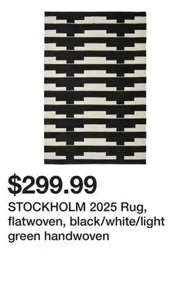 Ikea STOCKHOLM 2025 Rug, flatwoven, black/white/light green handwoven offer