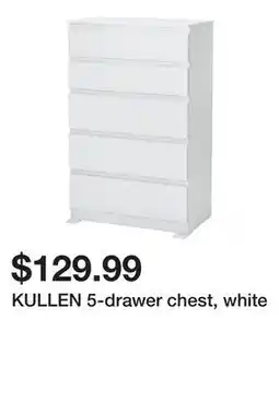 Ikea KULLEN 5-drawer chest, white offer