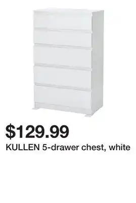 Ikea KULLEN 5-drawer chest, white offer