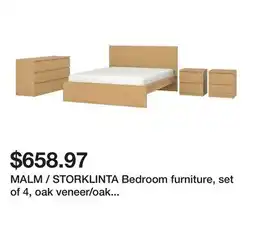 Ikea MALM / STORKLINTA Bedroom furniture, set of 4, oak veneer/oak effect, Queen offer