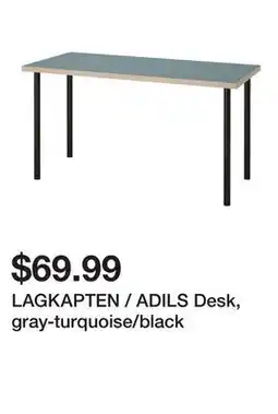 Ikea LAGKAPTEN / ADILS Desk, gray-turquoise/black offer