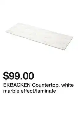 Ikea EKBACKEN Countertop, white marble effect/laminate offer