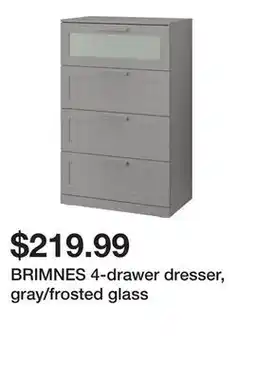 Ikea BRIMNES 4-drawer dresser, gray/frosted glass offer
