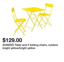 Ikea SUNDSÖ Table and 2 folding chairs, outdoor bright yellow/bright yellow offer