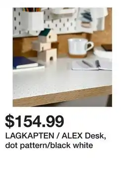 Ikea LAGKAPTEN / ALEX Desk, dot pattern/black white offer