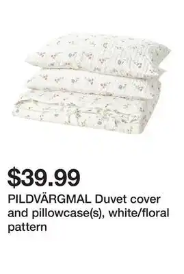 Ikea PILDVÄRGMAL Duvet cover and pillowcase(s), white/floral pattern offer