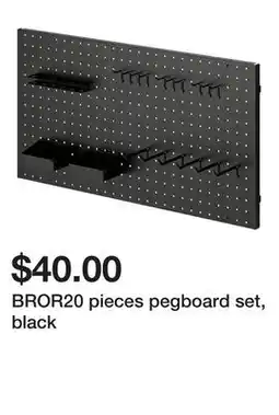 Ikea BROR20 pieces pegboard set, black offer