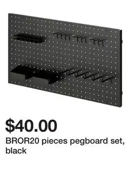 Ikea BROR20 pieces pegboard set, black offer
