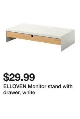 Ikea ELLOVEN Monitor stand with drawer, white offer