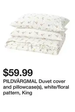 Ikea PILDVÄRGMAL Duvet cover and pillowcase(s), white/floral pattern, King offer