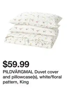 Ikea PILDVÄRGMAL Duvet cover and pillowcase(s), white/floral pattern, King offer