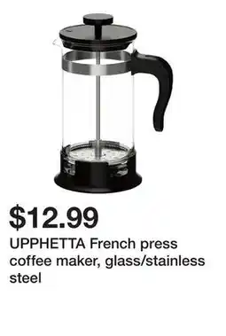 Ikea UPPHETTA French press coffee maker, glass/stainless steel offer