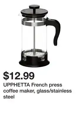 Ikea UPPHETTA French press coffee maker, glass/stainless steel offer